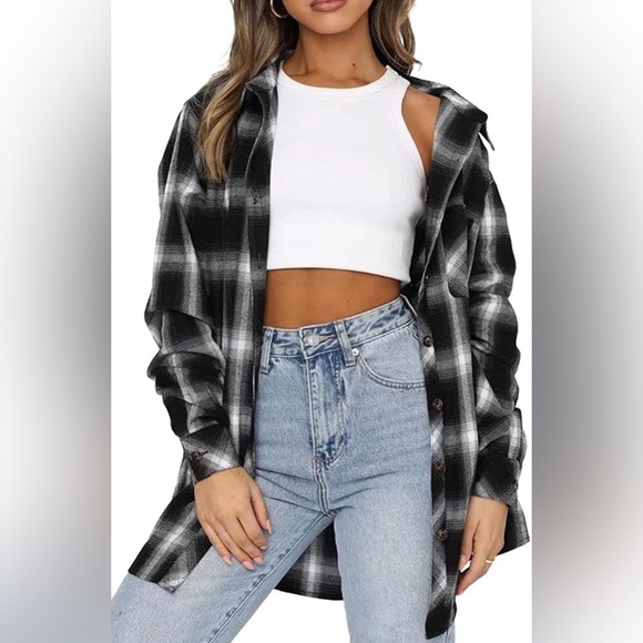 NWT CHYRII Women’s Plus XXL Button Down Flannel Shirt Long Sleeve Plaid NEW - Picture 3 of 4